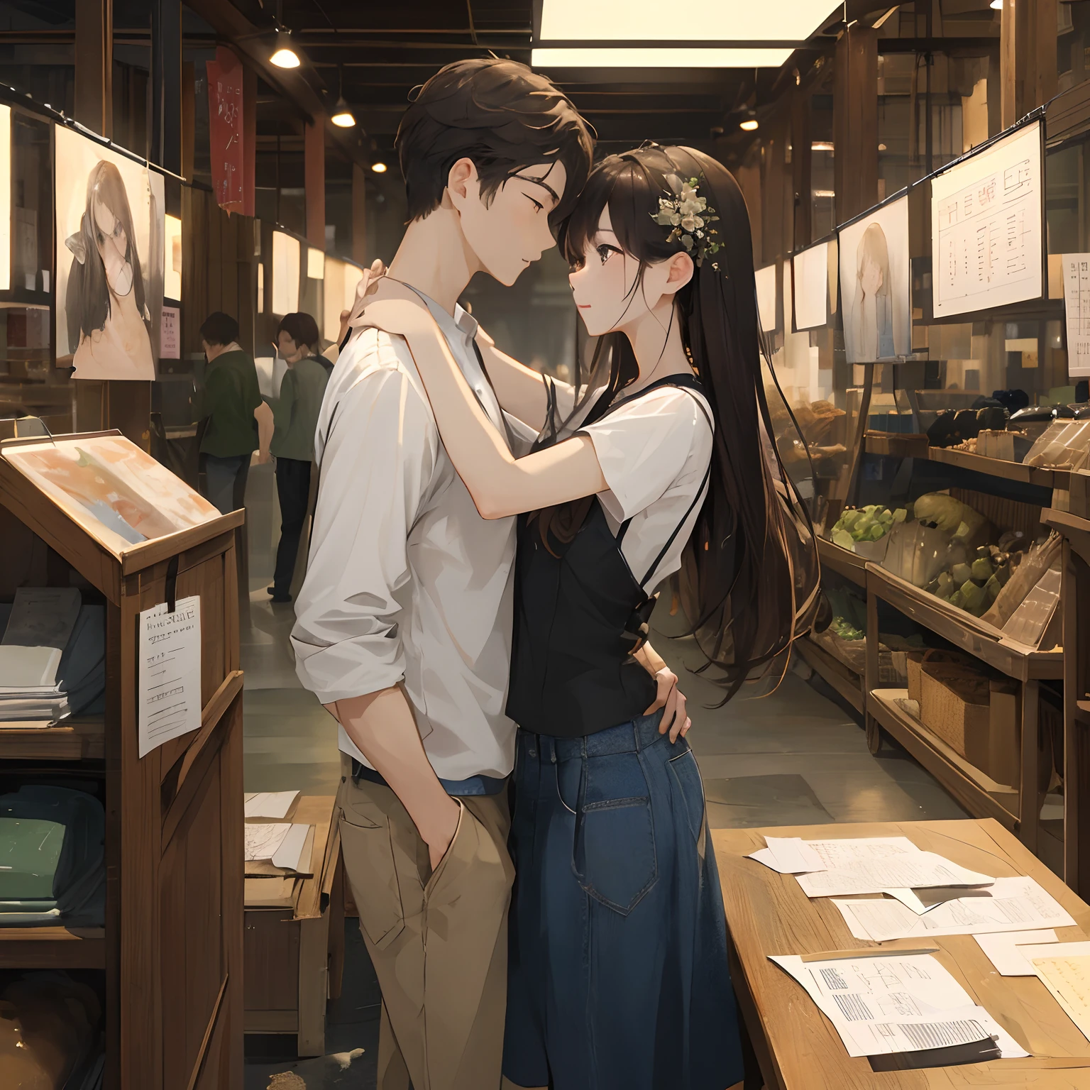 (masterpiece、top-quality、hightquality)、Male and female pairs、a couple、line up、Lovers、Adhesion