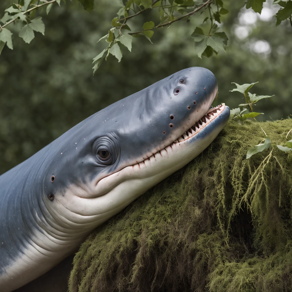 White background, blue whale with a tree on its back, solid color, simple