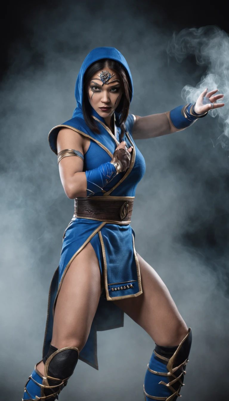 ((Kitana of the Mortal Kombat, Ultra realistic)), (((full body))), ((perfect hands)), stunning, hyper realistic, octan render, surrounded by the effect of smoke and lightning, Mortal Kombat Style, Antique Background, Elegant, Stunning, (Wallpaper), Concept Art, Intricate Details, Highly Detailed, ((Cinemactic)), Dramatic, (Highest Quality, Awarded, Masterpiece:1.5), (Photorealistic:1.5), photography, Realistic photo, Nikon, Natural Light, 4k, highes definition, XF IQ4, 150MP, 50 millimeters, ISO 1000 Certification, 1/250 Years, Natural Light, Adobe Lightroom, photolab, Photographic Affinity, PhotoDirector 365,
