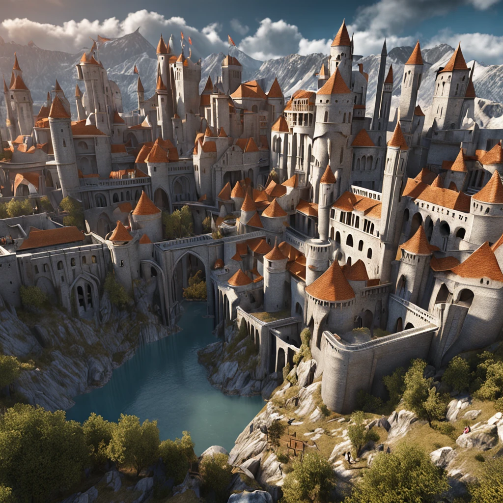 masterpiece, best quality, hd, hyper detailed, epic scenario, a white glorious medieval city, medieval, fantasy rpg, castle, perfect light, large city, minas tirith, giant dragon behind, high bright, ultra hd