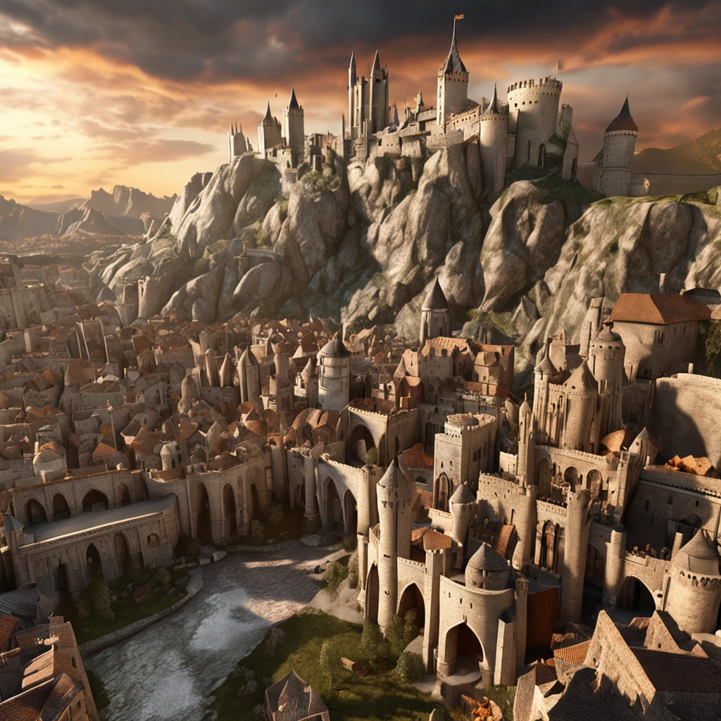 masterpiece, best quality, hd, hyper detailed, epic city, a white glorious medieval city, medieval, fantasy rpg, castle, perfect light, large city, minas tirith, giant dragon behind, high bright, ultra hd