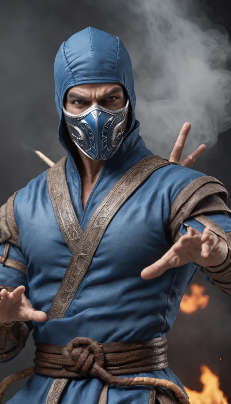 ((Subzero do Mortal Kombat, ultra realistic)), (((corpo inteiro))), ((perfect hands)), atordoante, hyper realistic, octan render, surrounded by the effect of smoke and lightning, Estilo Mortal Kombat, Fundo antigo, elegante, atordoante, (papel de parede), arte conceitual, detalhes intrincados, altamente detalhado, ((cinemactic)), Dramatic, (extremely high quality, Concedido, master part:1.5), (fotorrealista:1.5), fotografia, Realistic photo, Nikon, luz natural, 4k, highes definition, XF IQ4, 150MP, 50 millimeters, ISO 1000 Certification, 1/250 Anos, luz natural, Adobe Lightroom, photolab, Photographic Affinity, PhotoDirector 365,