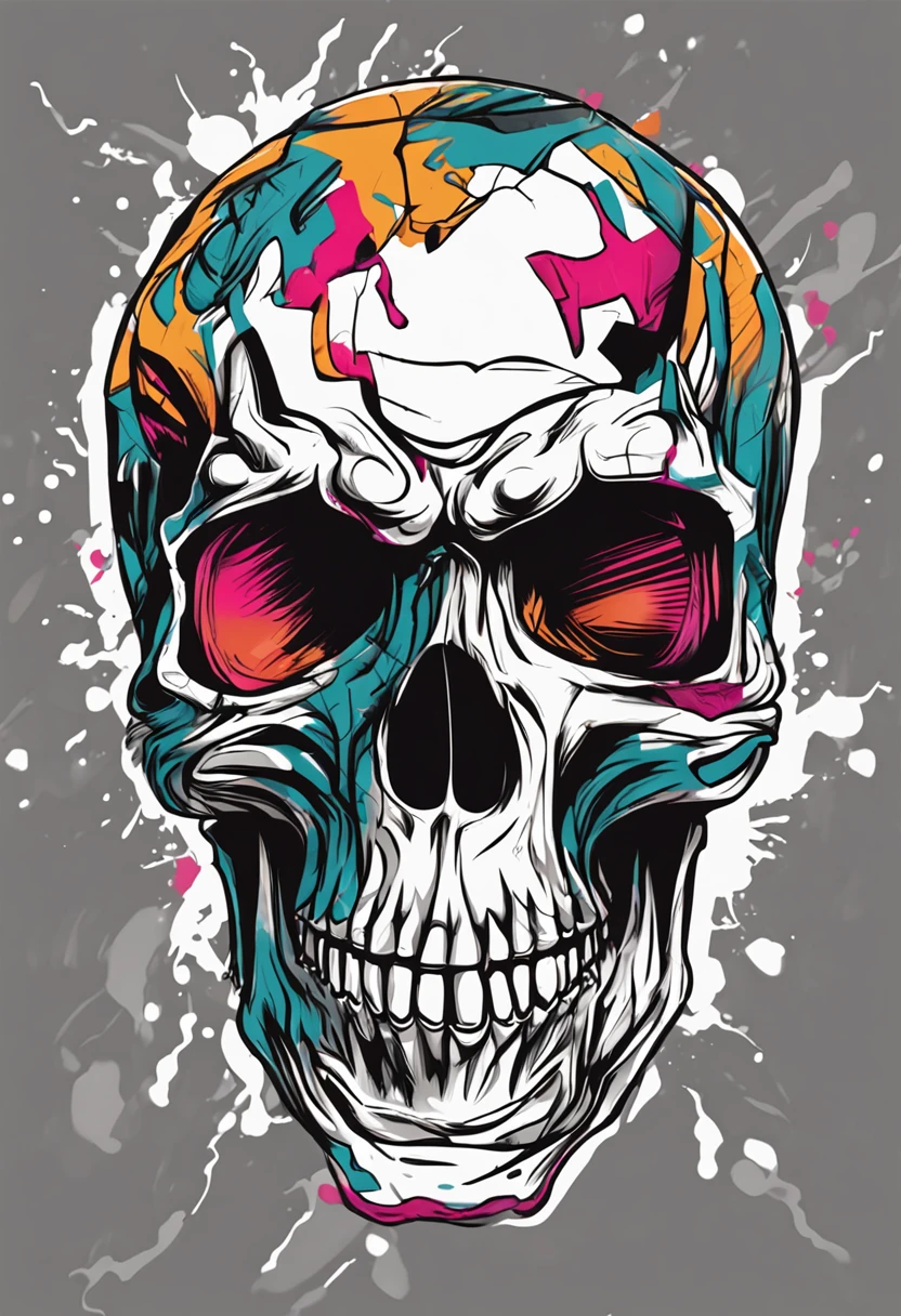 skull, slasher, gouache (medium), argyle background, withdrawn, halftone, surreal,  <lora:skulls00d-000012:1>