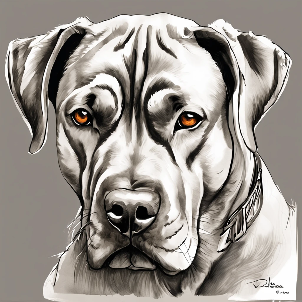 Arte de tatuagem de cane corso realista cinza preto busto, com (((olhos alaranjados))) Displays an ink splash sketch effect ,de boca aberta, ele parecia muito feroz e zangado,Classical Chinese art style