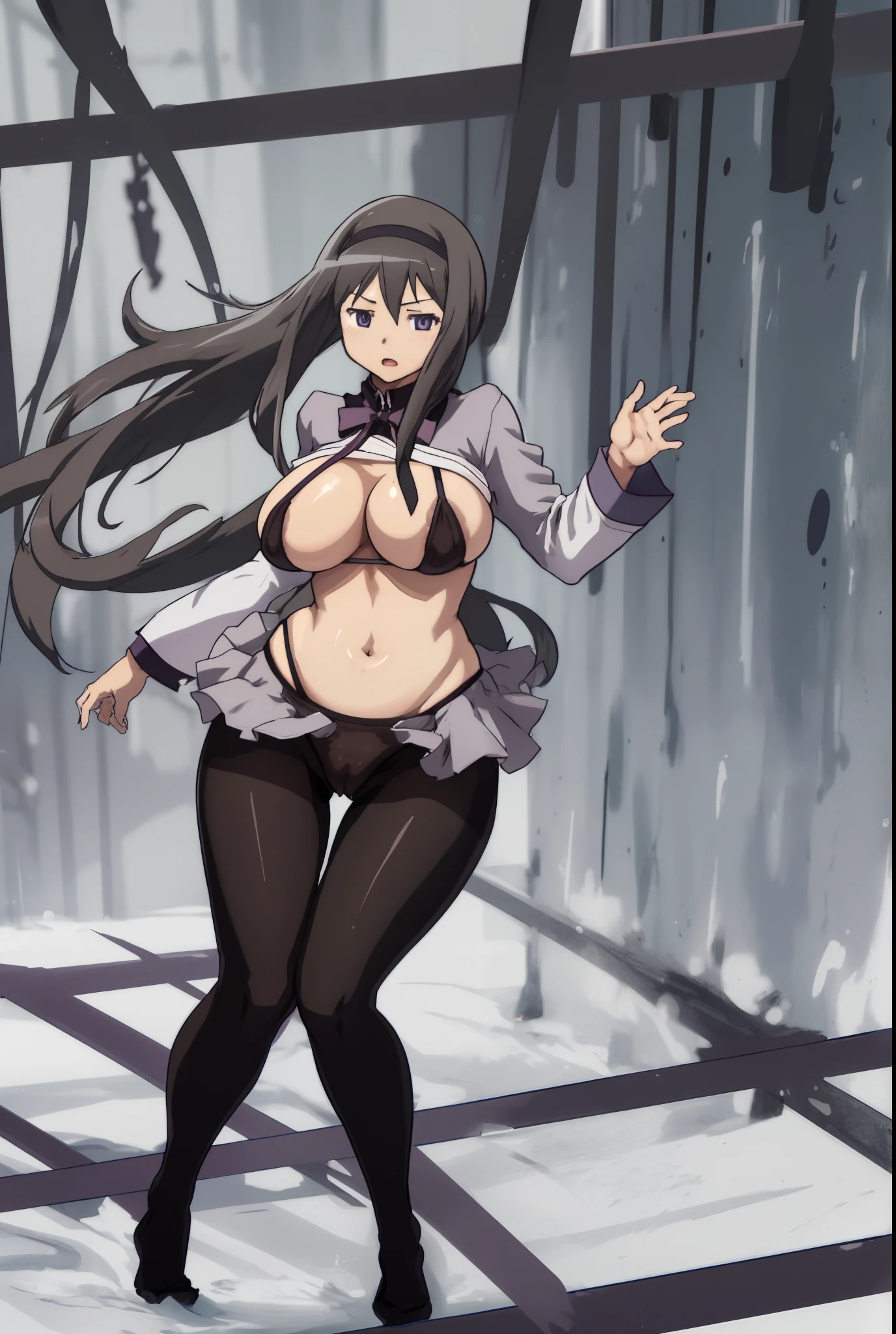 1girl, solo, homuramagica, long hair, pantyhose,bikini, lew,huge breast