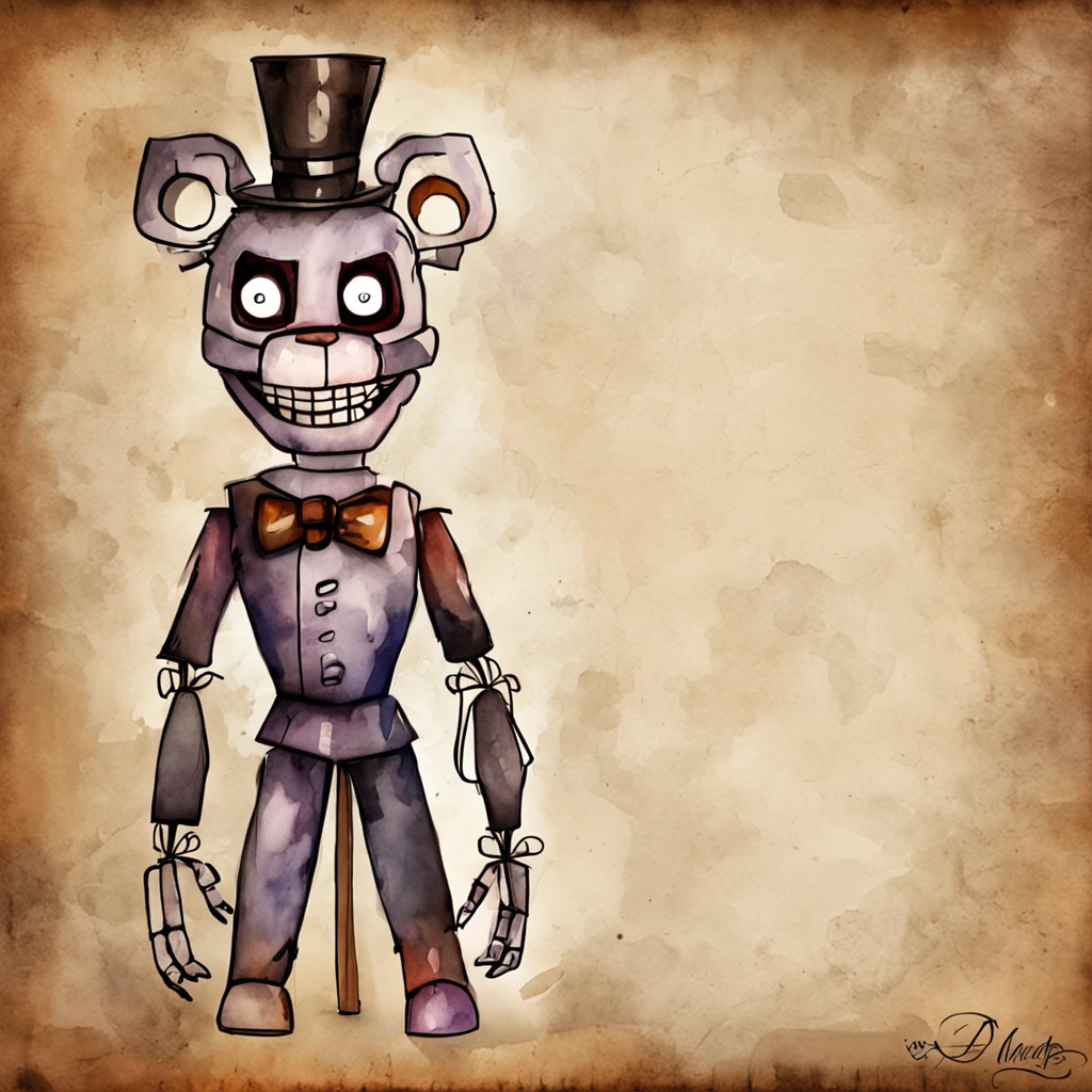 Make a picture of a creepy animatronic style five nights ats freddys