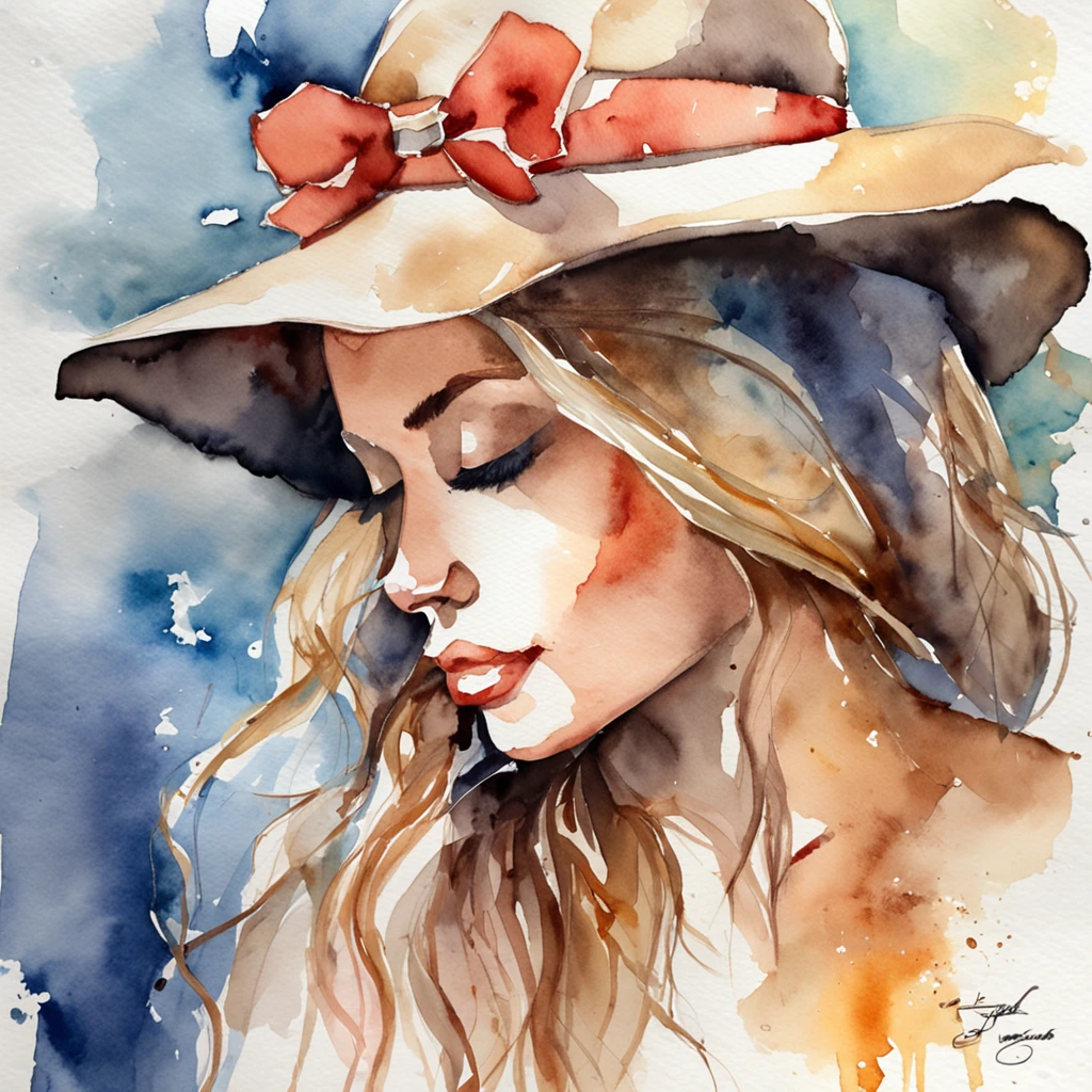 Make a watercolor painting of a sexy girl
