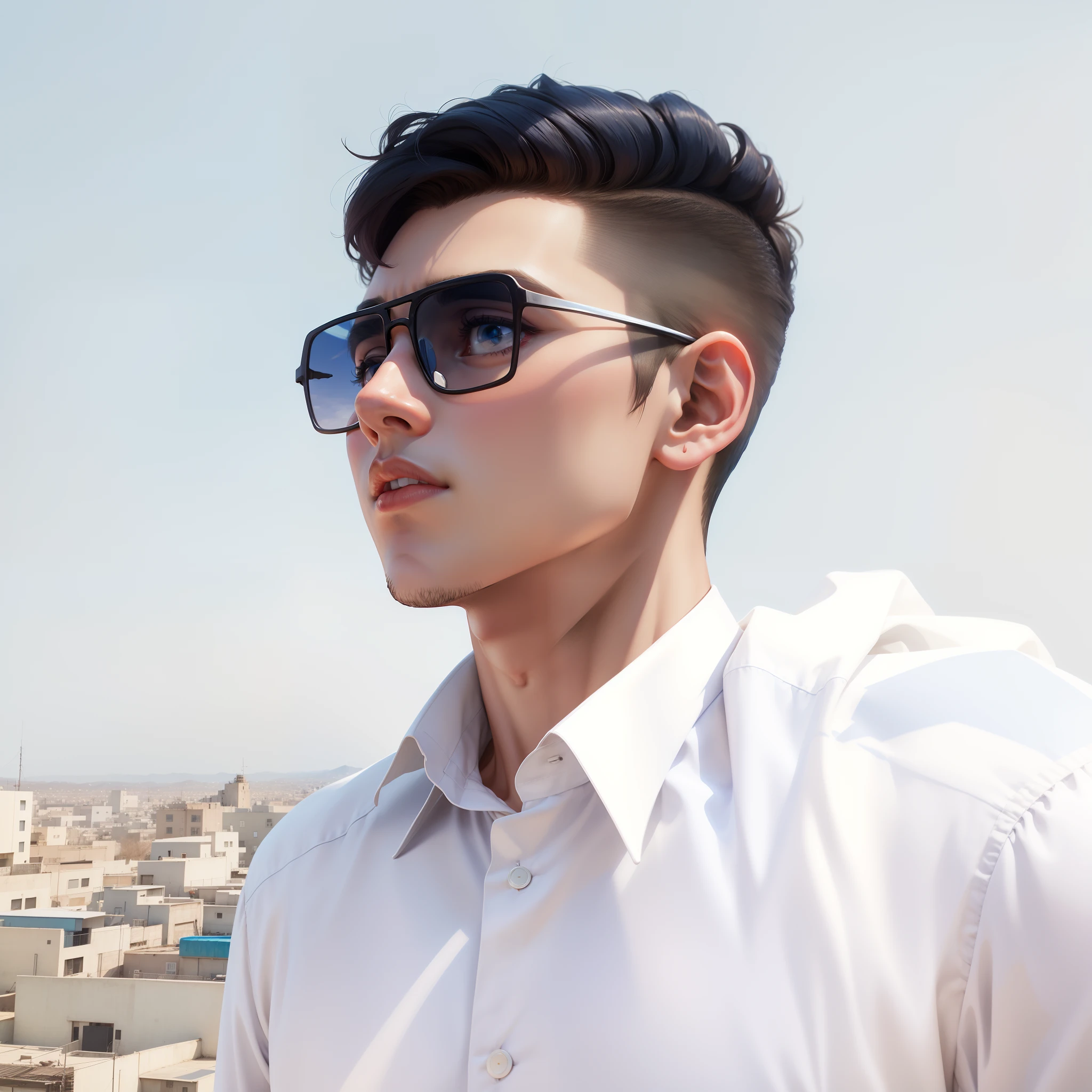 Background blue sky and Smar and handsome boy Animation