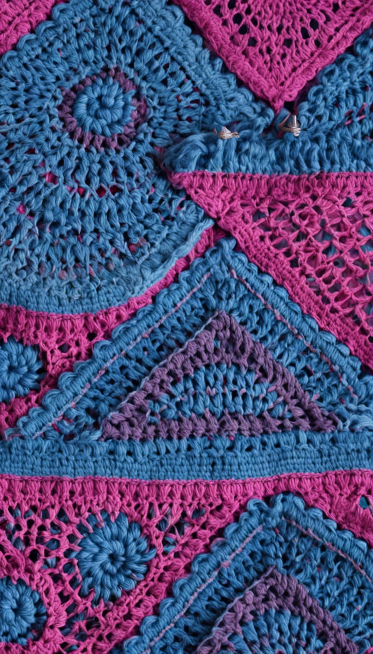 (Patchwork crochet rug with colors: blue e Violet), (tapete crochet de patchwork rosa brilhante de patchwork rosa brilhante, detalhado:1.3), (8k, UHD, DSLR, de alta qualidade), (fotografia premiada:1.3), Vibrant and dynamic, tons vibrantes, cena vibrante, vibrant and vivid, vibrant setting, pink and triadic color scheme, detalhes e cores vivas, vivid and vibrant, vibrante e poderoso, calmamente conversando 8k, atmosfera vibrante, cor vibrante, pop e cores vibrantes