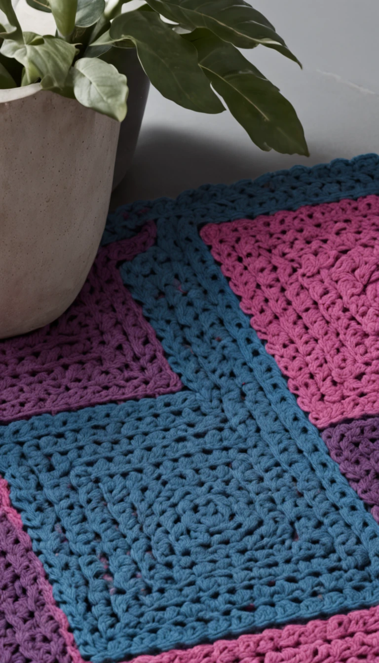 (Patchwork crochet rug with colors: blue e Violet), (tapete crochet de patchwork rosa brilhante de patchwork rosa brilhante, detalhado:1.3), (8k, UHD, DSLR, de alta qualidade), (fotografia premiada:1.3), Vibrant and dynamic, tons vibrantes, cena vibrante, vibrant and vivid, vibrant setting, pink and triadic color scheme, detalhes e cores vivas, vivid and vibrant, vibrante e poderoso, calmamente conversando 8k, atmosfera vibrante, cor vibrante, pop e cores vibrantes
