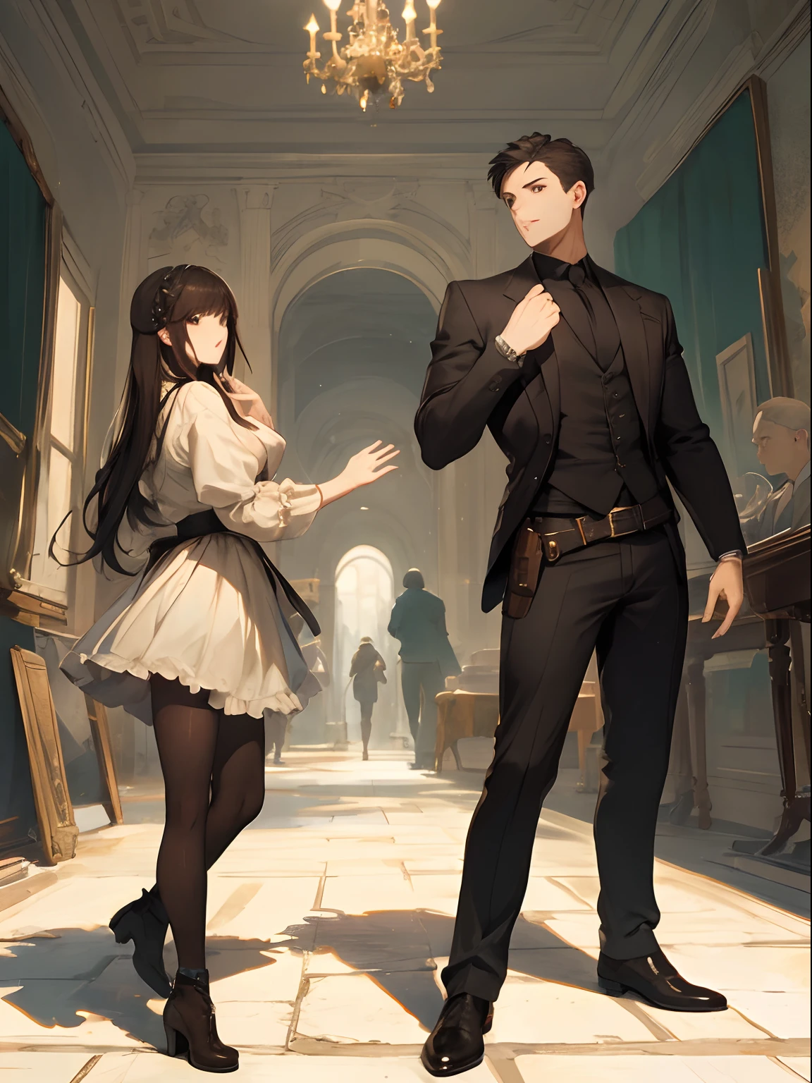 (masterpiece、top-quality、hightquality)、2male、Paired characters、Two Boys、Friends、Game Character Pose、Whole body、Two people side by side