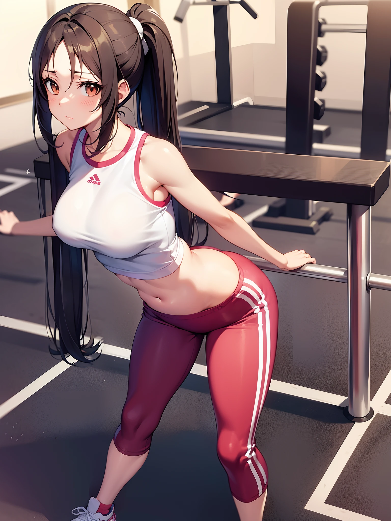 Chica de anime morena, Working out in the gym,