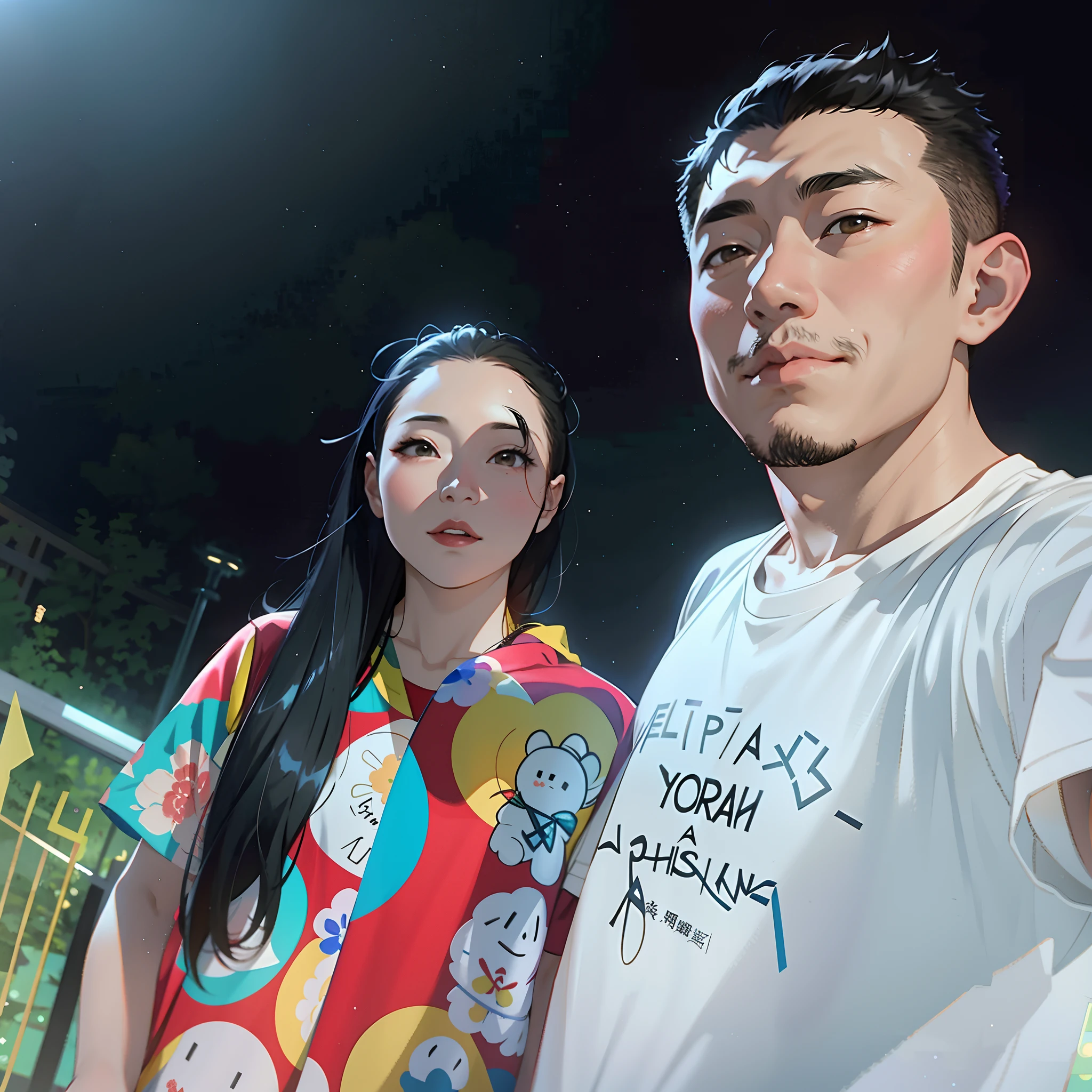 there is a man and woman standing next to each other, couple, 8k selfie photograph, ruan jia and fenghua zhong, dang my linh, lovely couple, photo taken in 2 0 2 0, night time, zmonzheng, happy couple, zeng fanzh, facebook post, night photo, ruan jia and brom