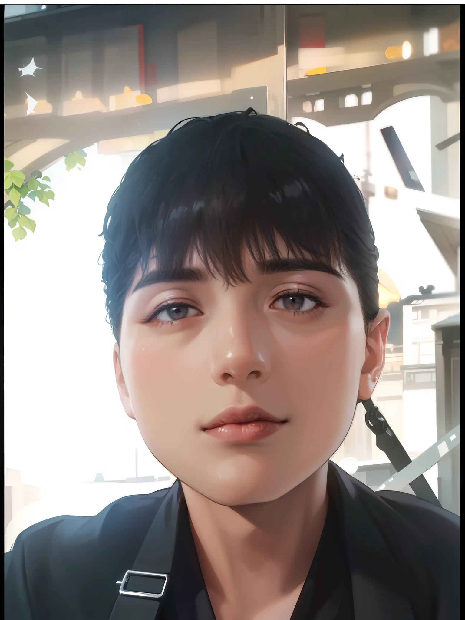 Shown is a man and a woman, with height difference, handsome, 20 years old, white shirt, black pants, back head, handsome, high appearance, high nose bridge, big eyes, double eyelids, mixed race, tall, black hair, brown eyes, symmetrical eyes, looking at the girl,, a woman wearing a beautiful skirt, long black hair, symmetrical eyes, big eyes, black eyes, there is a height difference