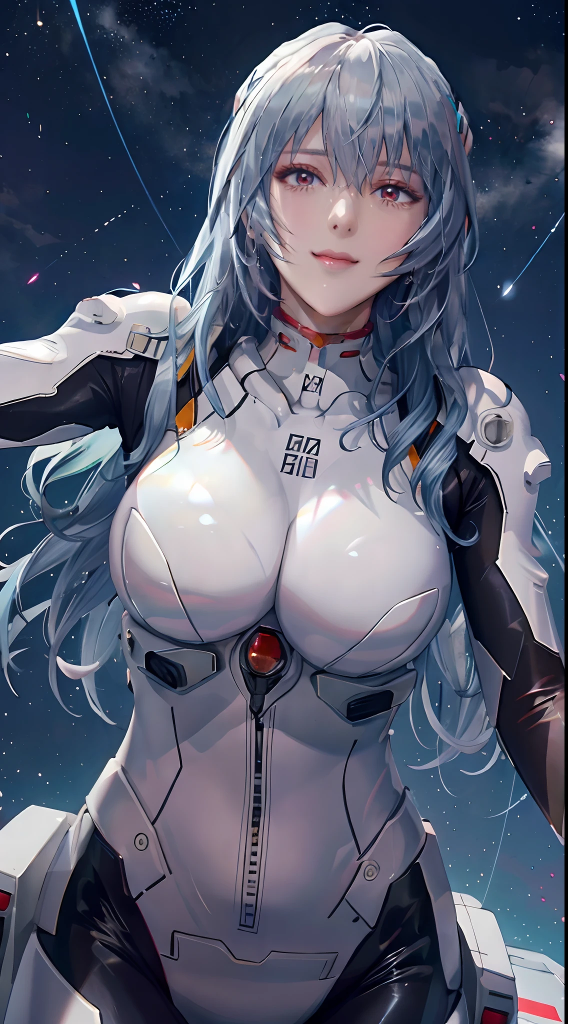 （（（ayanami_Wang， blue hairs，looking at viewert, There is light in the eyes，laughingly，self-assured，Light and shadow interlace）））
