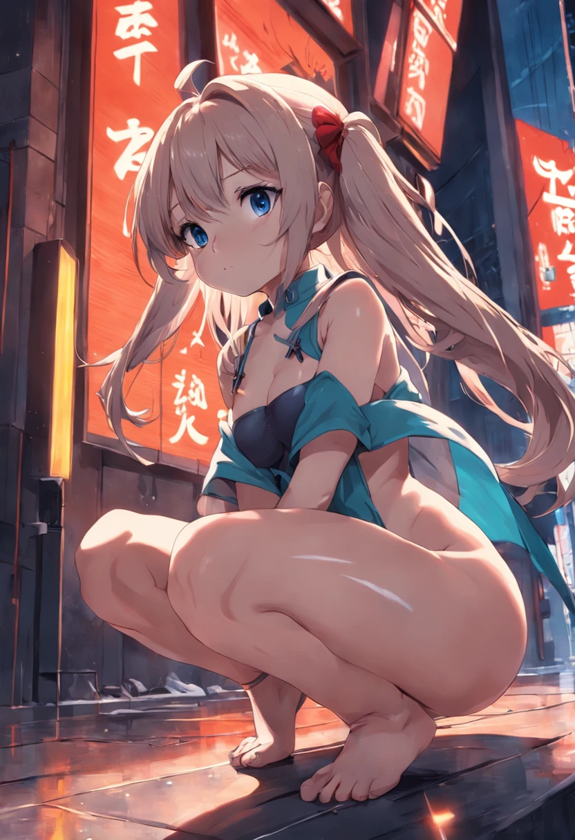 hentai, girl, squatting, nude, anime girl