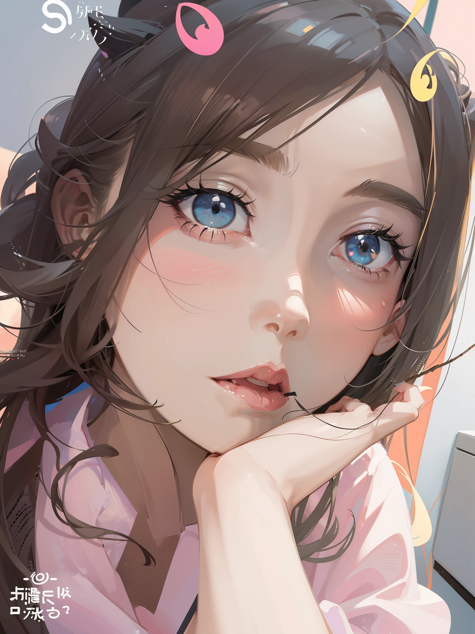 ((Best quality)), Image is a cartoon-style illustration, possibly influenced by anime or manga, Illustration features a girl with long flowing hair, holding a stick, Uses minimalistic line art and abstract elements, Conveys a whimsical, fantasy-like feel, Uses a white and grey aesthetic for a soft, minimalist tone.