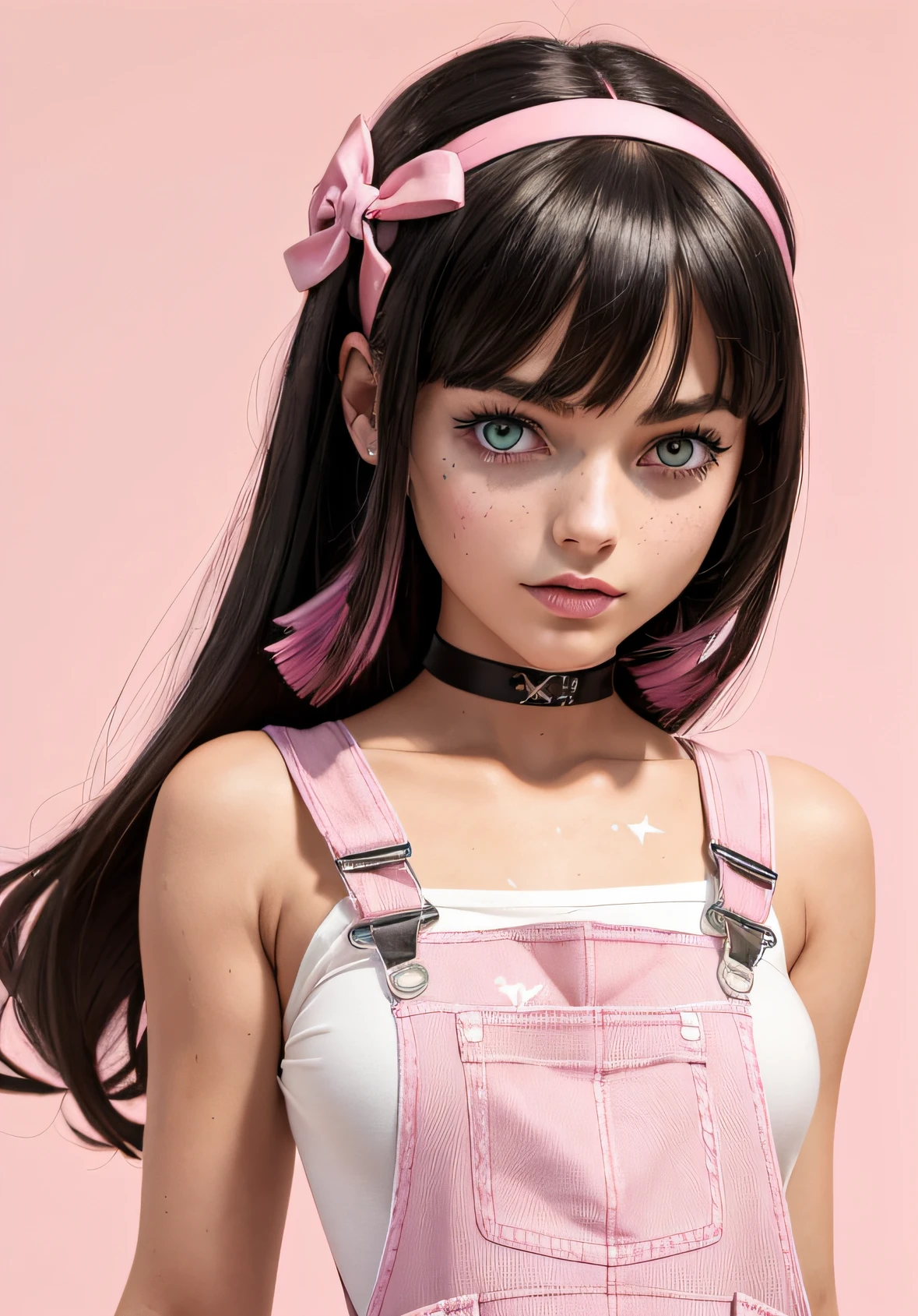 Ultra High Res, High Res (Masterpiece: 1.4), Hyper Detail, 1 Girl, , Front Looking At Viewer, InboxDollPlaySetChiron Style, ((Medium Shot: 1.7)), No Humans, Doll, Toy, Black_Barbie, Giftboxed, character print, ((black hair)), medium length hair, light brown eyes, (((wears detailed pink artist painter overalls and matching accessories: 1.5))), ((bodysuit she is wearing has paint splatters: 1.6) ), ((quite an artist in drawing: 1.8) ), pink sparkles, sparkles, Barbie pink theme, beautiful girly Barbie, full lips, chapped lips, heavy makeup, smoky eyes, detailed eyes, pretty face, 3DMM, style InboxDollPlaySetQuiron, margot robbie,