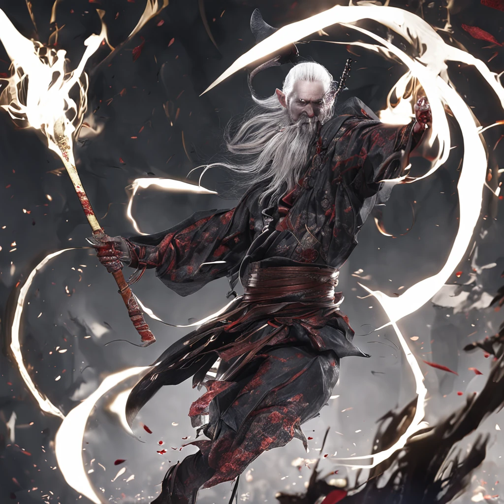 Best quality, Masterpiece, 超高分辨率, (photograph realistic:1.4), surrealism, Dream-like,fusionart, Shadowdancer, shadow magic, darkness control, stealth, shadowstep, umbral spells, hidden blade, Samurai vampire, human