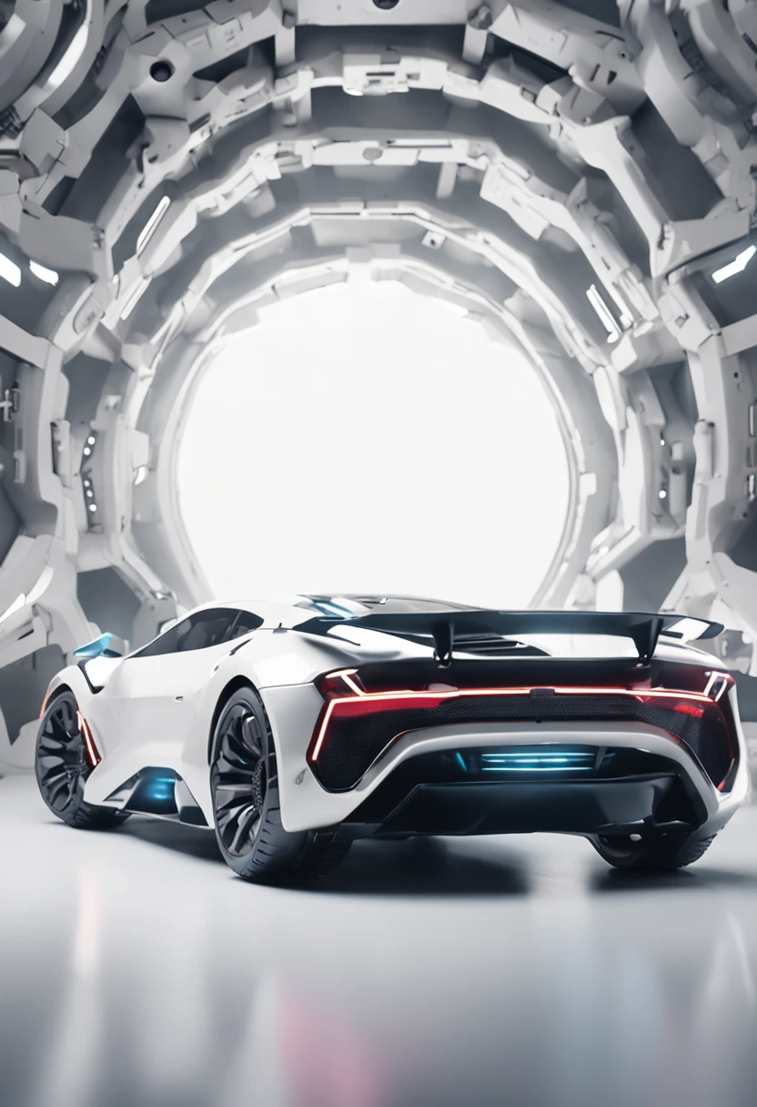 A Cinematic data mesh and futuristic car in white background capturing by Arri Alexa directed by James Cameron, serenity calm hopeful ultra realistic, film grain, rule of third, cinematic colour grading, shot on , well lit, futuristic white background, 24k, Octane rendering, fictional ,Motivated Lighting, hope, cyber security, well lit, bright background, shield, very minimal shapes, large shape, good shape, digital circuits, hologram projected shield, ultra realistic, metal