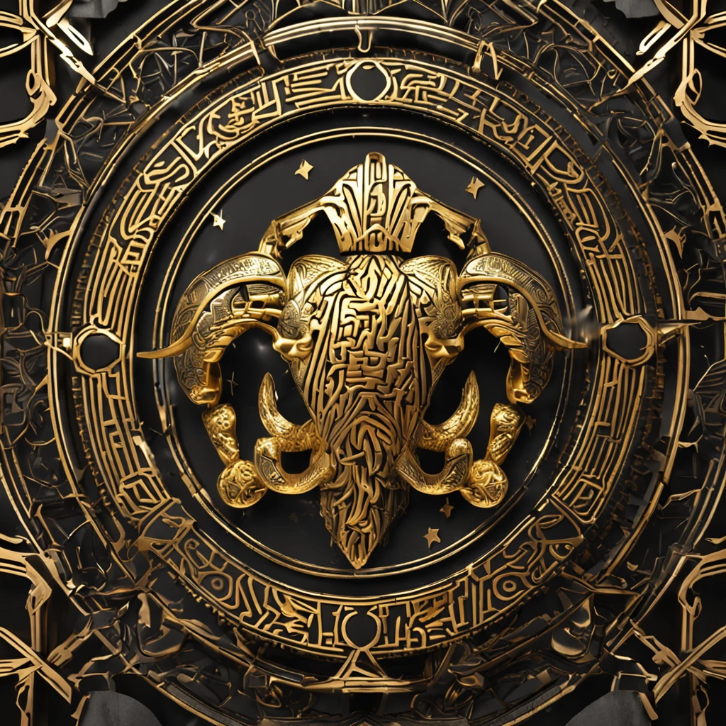 Make a logo with a gold metal style amulet
