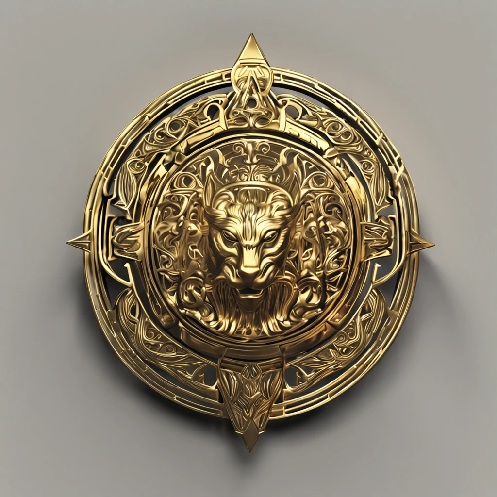Make a logo with a gold metal style amulet