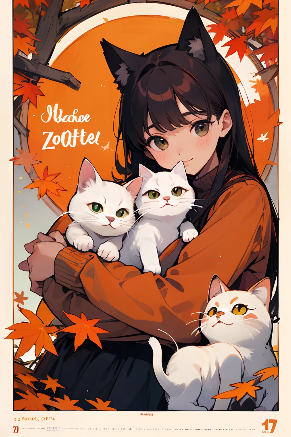 a calendar with a cat face and the words october, oct, 🍂 cute, !!!! cat!!!!, by Verónica Ruiz de Velasco, by Manuel Ortiz de Zarate, !!! cat!!!, by Matteo Pérez, by Oscar Rodriguez Naranjo, 🍁 cute, by Pedro Álvarez Castelló, by Federico Uribe