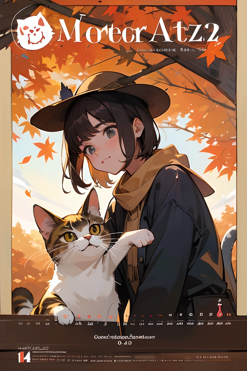 a calendar with a cat face and the words october, oct, 🍂 cute, !!!! cat!!!!, by Verónica Ruiz de Velasco, by Manuel Ortiz de Zarate, !!! cat!!!, by Matteo Pérez, by Oscar Rodriguez Naranjo, 🍁 cute, by Pedro Álvarez Castelló, by Federico Uribe
