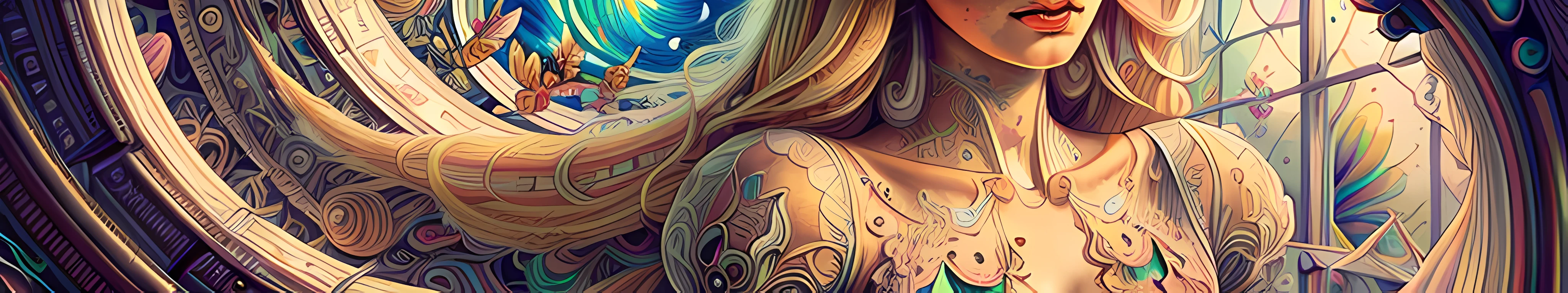 Mulher, sereia, pintura neotrad