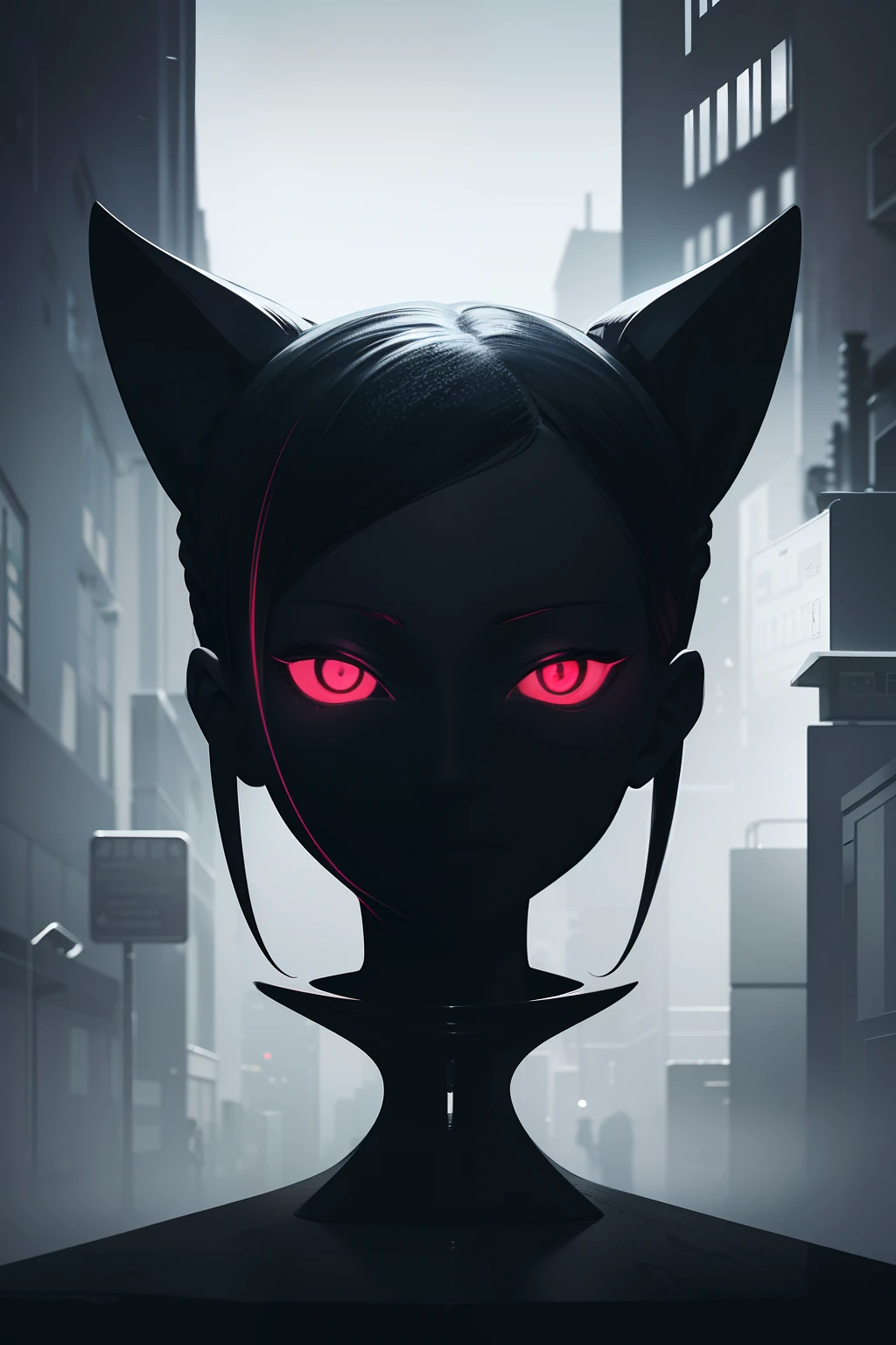 a black costumed face in a shirt looking at the camera, in the style of futuristic minimalism, mind-bending sculptures, monochromatic color scheme, album covers, dansaekhwa, mysterious figures, smooth and shiny