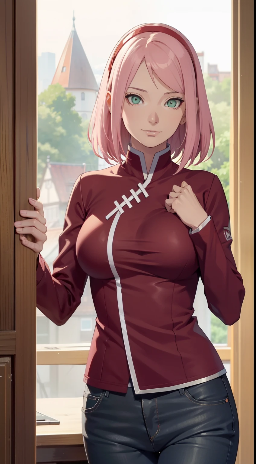,Kirschblütenwald, (Hohe Detailgenauigkeit:1 1), Raues Gesicht, natural skin, High quality, NSFW, Naruto Sakura,Ein rosahaariger, detailliertes Haar,green eyes,(big boobs:1.2),(:1.5),Auslaufen aus der Schulter,,(smil:1.2),Rot im Gesicht sein,(Spaltung:1.4),sexy Figur,Perfect body,gorgeous eyes, (detailliertes Gesicht und Augen), (Das Gesicht: 1 2), Noises,extra, Echtes Foto, ..................PSD, Lampenfilm-Fotografie, Scharfer Fokus, Kontrastreiche Beleuchtung, Empfindliche Haut, High Resolution 8K, Wahnsinnige Details, realistisch, Professionelles Fotoshooting, 8K UHD, Spiegelreflexkamera, Sanfte Beleuchtung, High quality, filmgrain, Fujifilm XT3,Zauberei,Partikel-FX,kein oberteil,skinny jeans,bare breasts