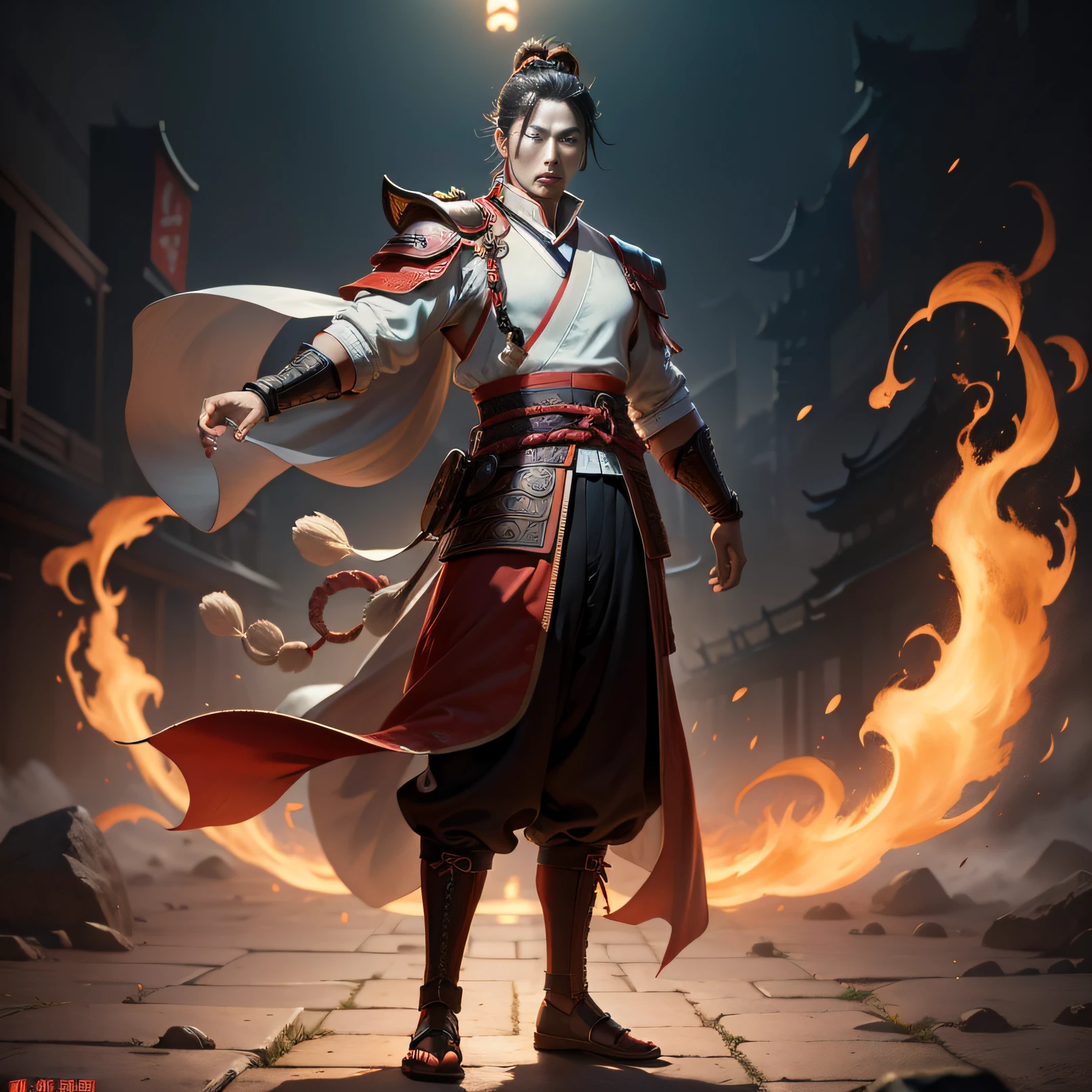 A male member of the Three Kingdoms period,Fierce,38yr,Communicate with people,Full body photo