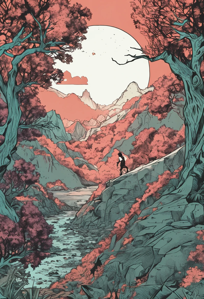 Dragon hidden in the shadows among the trees, floresta escura, as a panel of manga comics, Manga Drawing, Manga shading, 4k, desenho de terror