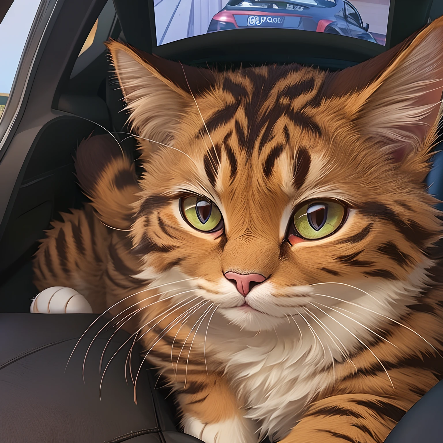 There was a cat sitting on a chair, cute furry needs your help, photo of a cat, april photo, author:Matt Kavota, proud look, Very handsome, the cat who could drive a car, garfield cat face, looking towards camera, a cat sitting in a chair, sad cat, Good looking face, She has a cute face