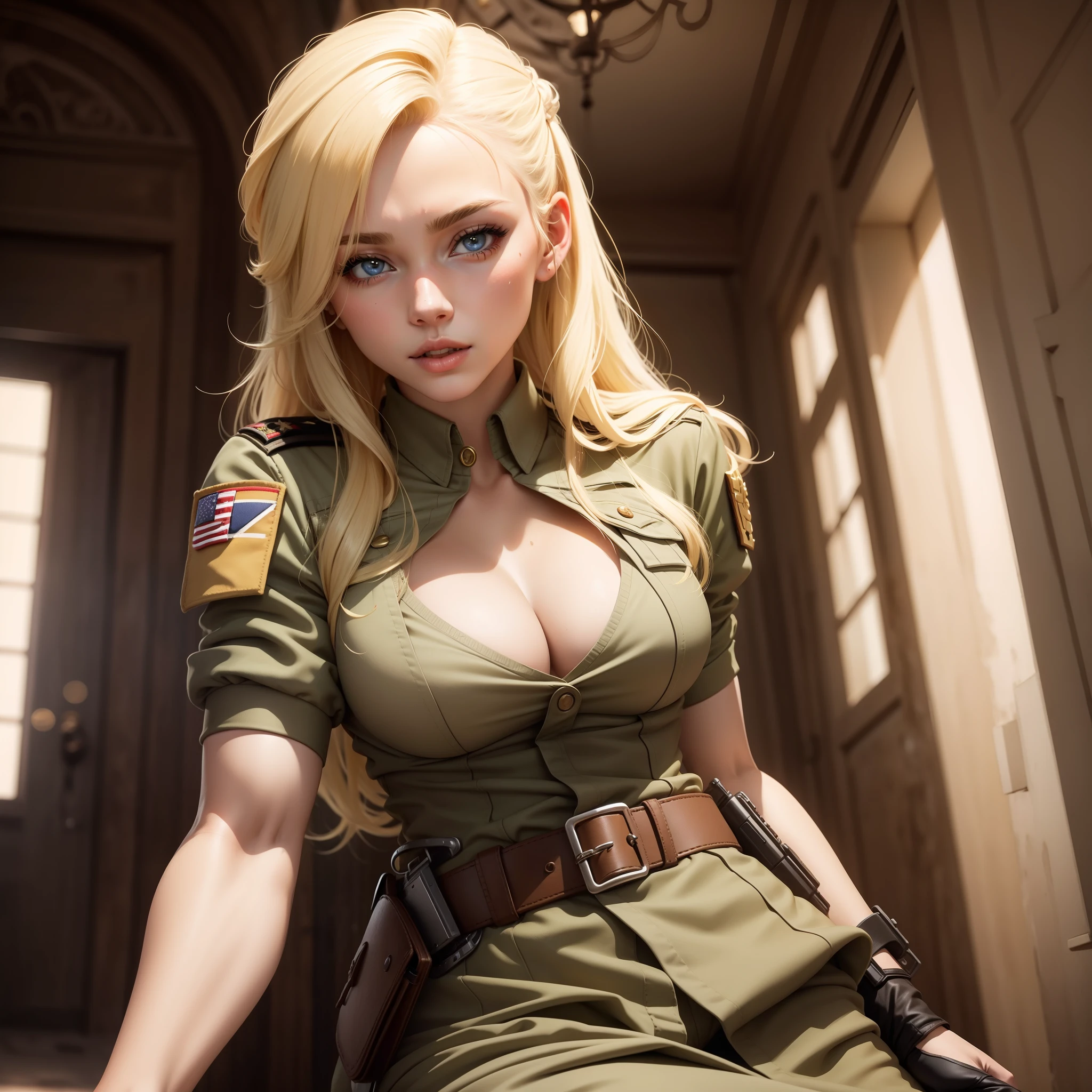 Sexy blonde soldier