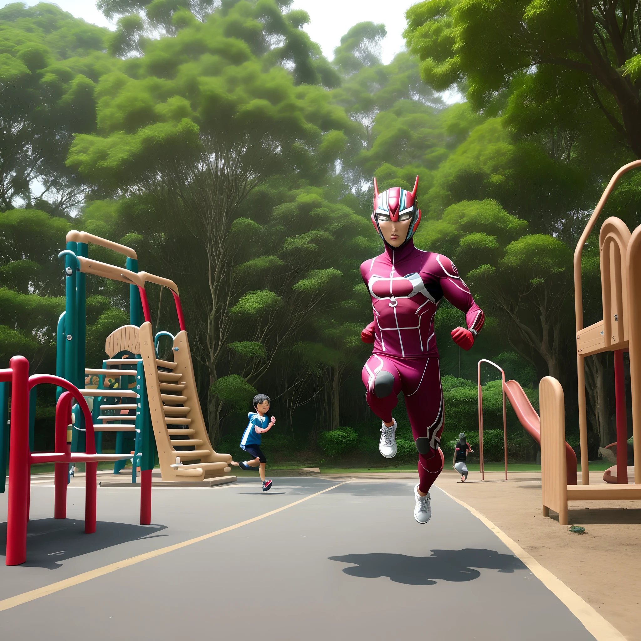 Lingga，s Ultraman，playground，jogging