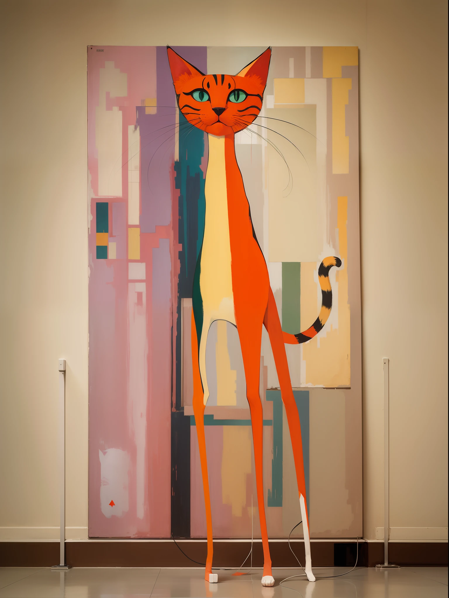 A super long legged cat by rothko and pop art and cubism