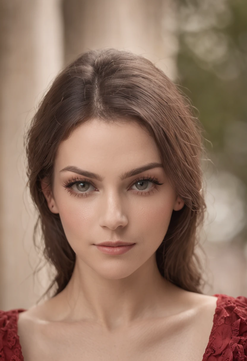 mulher gritando, olhos grandes e com mancha vermelha no rosto