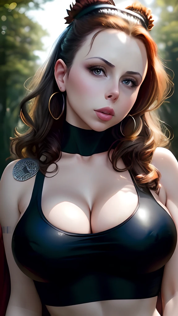 (((Gianna michaels))), cleavage, a beautiful woman, from_above, close-up, crop top, detailed face, capezzolo ritto tette grandiyellow bodycon tank top, hair, park, sky, trees, pale skin, moonlight, stars, 1girl, statement sunglasses, big breasts ,petite, vivid colors, bokeh background, subject for emphasis,dramatic colors , hyperealistic, masterpiece, best quality, nsfw