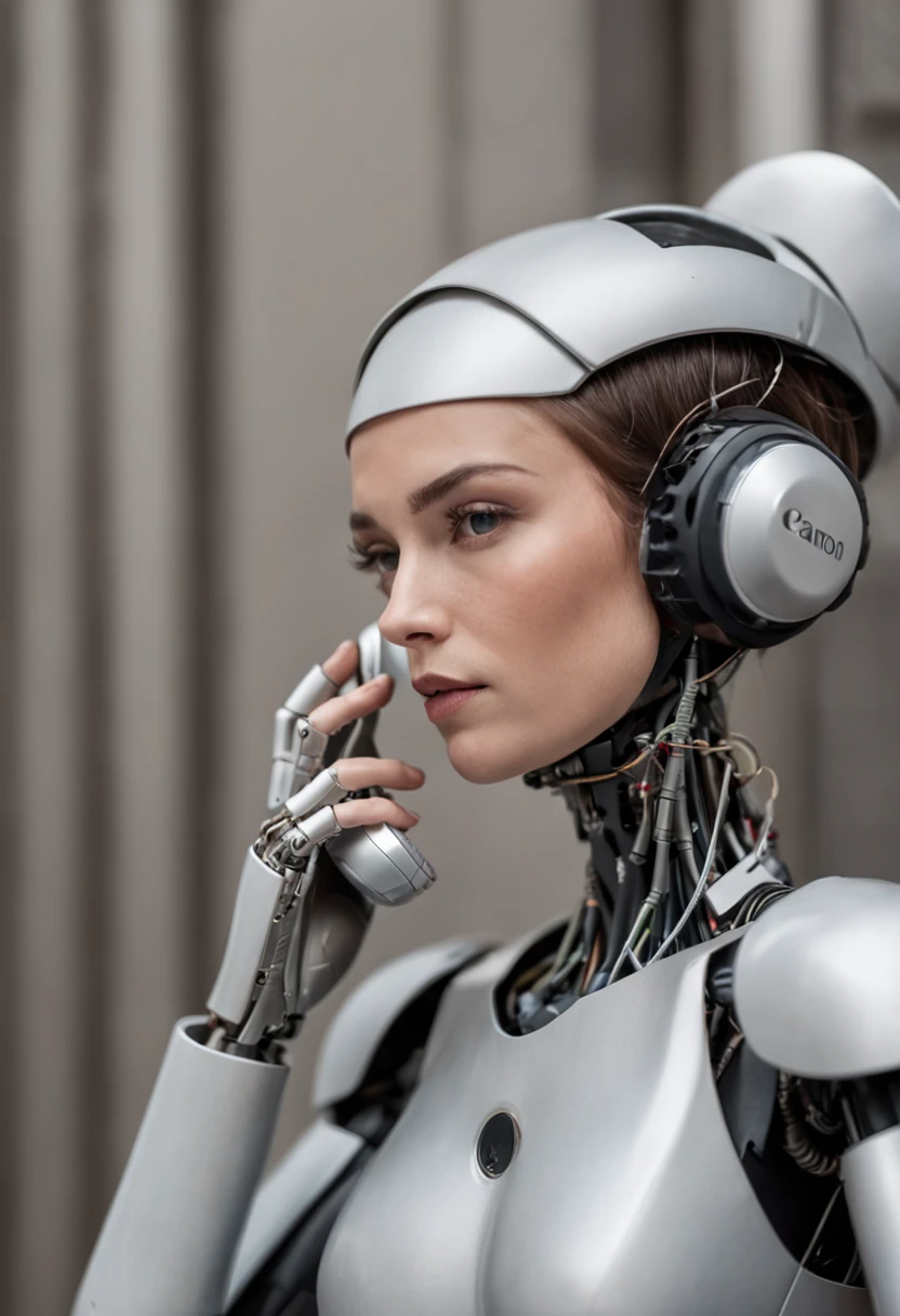 robo atendendo telefone, atendente, majo, moderno