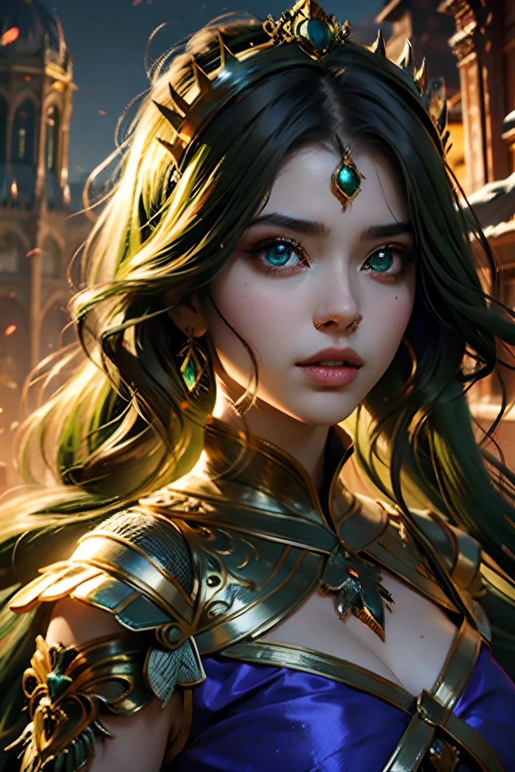 Very Beautiful princesse face portrait glowing eyes bright green glowing eyes face sexy eyes sexy face portrait