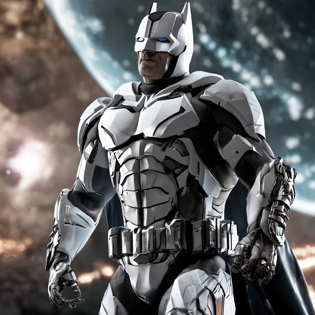 Spectacular, Master parts, :The realistic White Batman focuses on the advanced cybernetics suit Orba Prima。, high high quality ::n_Style drawing, Low-quality defects,