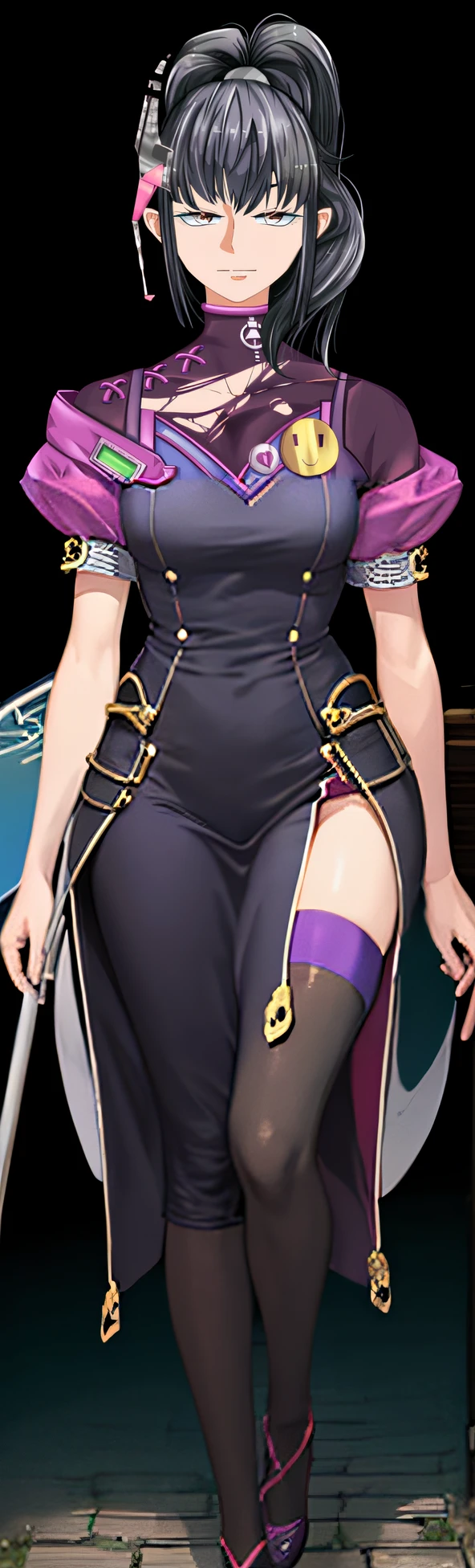 (((masterpiece))), (((best quality))), ((ultra-detailed)), (highly detailed CG illustration), ((an extremely delicate and beautiful)),1mechanical girl,Young girl named ((Sui Ishida)), a close up of a person with a ponytail and a purple outfit, Sui's hands meticulously crafting a magical-mechanical device, with blueprints scattered around her,Girl's hands meticulously crafting a magical-mechanical device, with blueprints scattered around her, Background is the workshop, A quaint workshop nestled between tall buildings, with the glow of enchanted objects seen through the windows, katana zero video game character, masamune shiro, maya fey from ace attorney, portrait knights of zodiac girl, koyoharu gotouge, misato katsuragi, black - haired mage, yayoi kasuma, juri misaki, takeyuki kanda