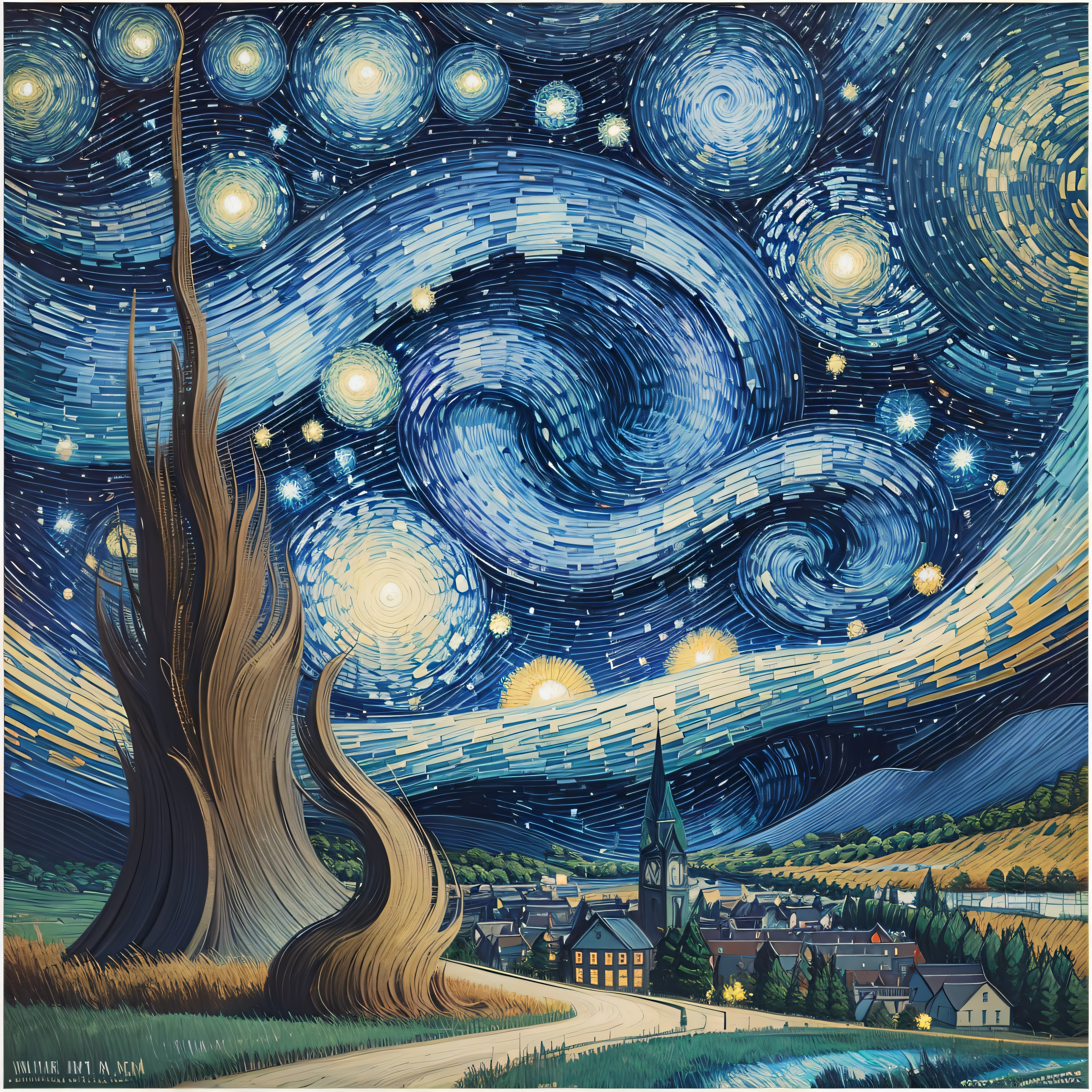 Make an realistic Van Gogh’s Starry Night picture --auto --s2