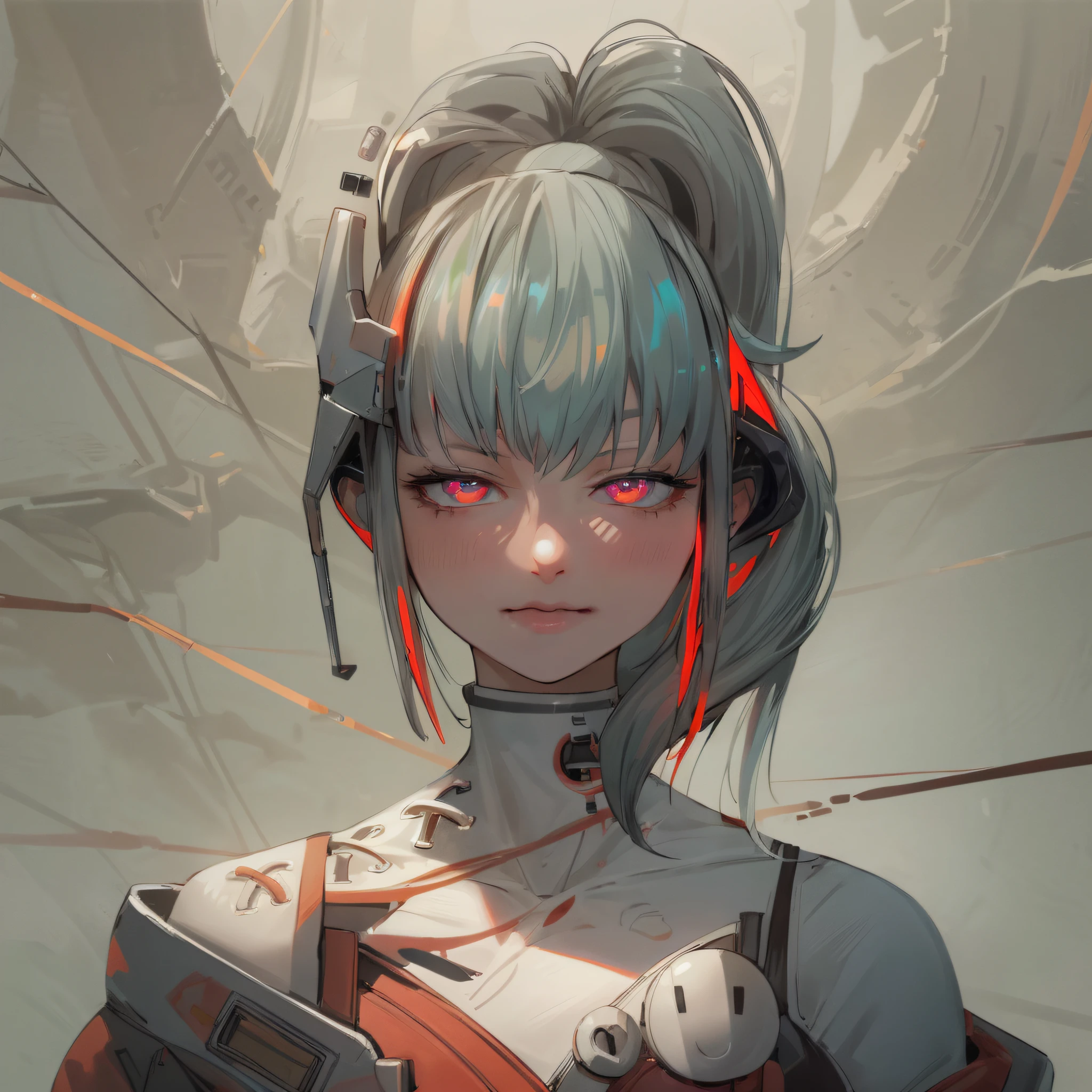 (masterpiece,best quality:1.4),1mechanical girl,((ultra realistic details)),super fine illustration,shiny skin,detailed skin,detailed face,detailed eyes, an extremely cute and beautiful girl,cowboy shot,beautiful face,ultra-high-resolution illustrations, cowboy shot, wide shot,global illumination, shadows, octane render, 8k, ultra sharp,metal,intricate, ornaments detailed, cold colors, egypician detail, highly intricate details, realistic light, trending on cgsociety, glowing eyes, facing camera, neon details, machanical limbs,blood vessels connected to tubes,mechanical cervial attaching to neck,wires and cables connecting to head,blood,killing machine