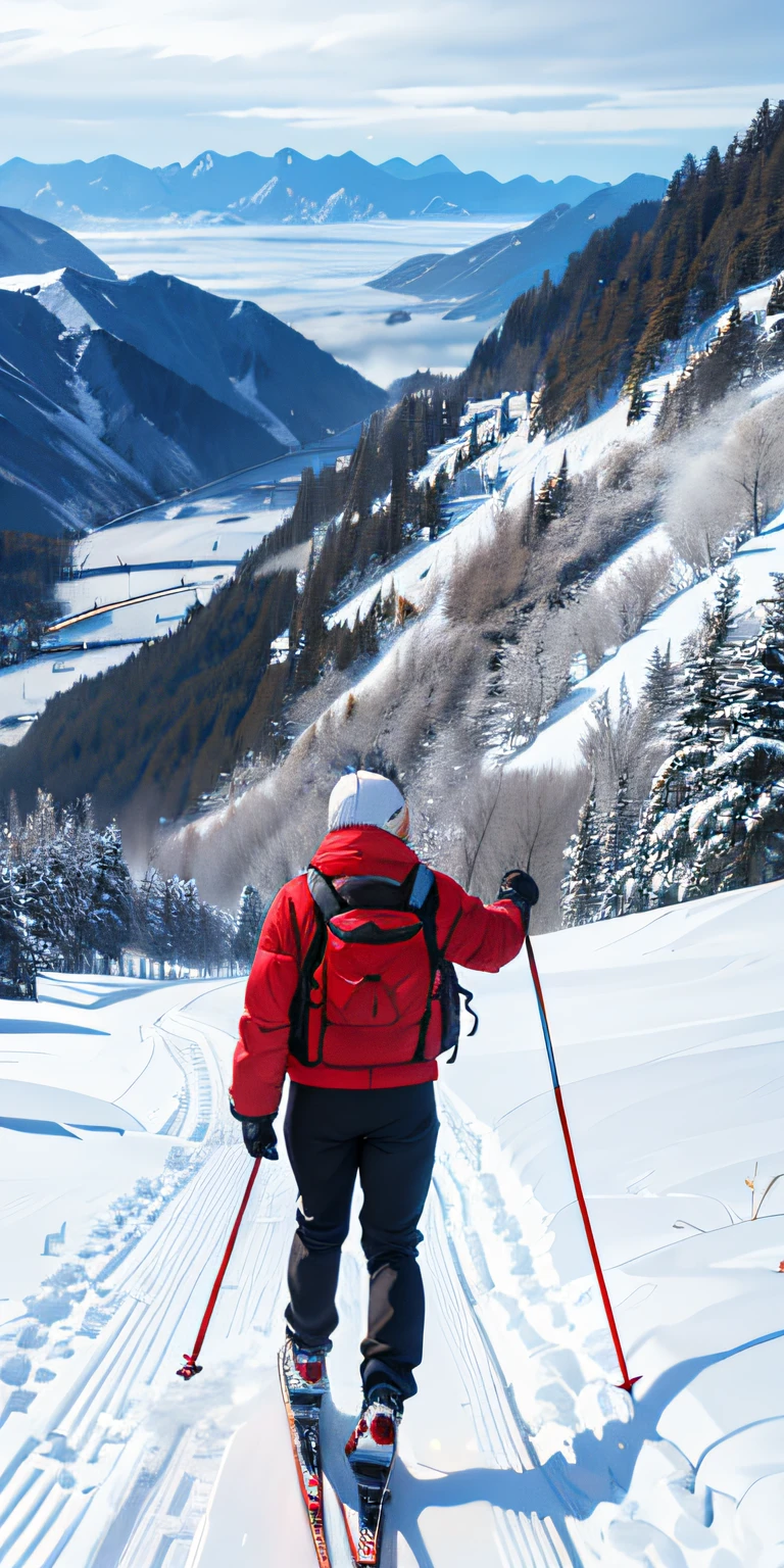 Skiing alone through the Daisetsu Mountains，Cold weather and violent snowstorms couldn't stop him from moving forward