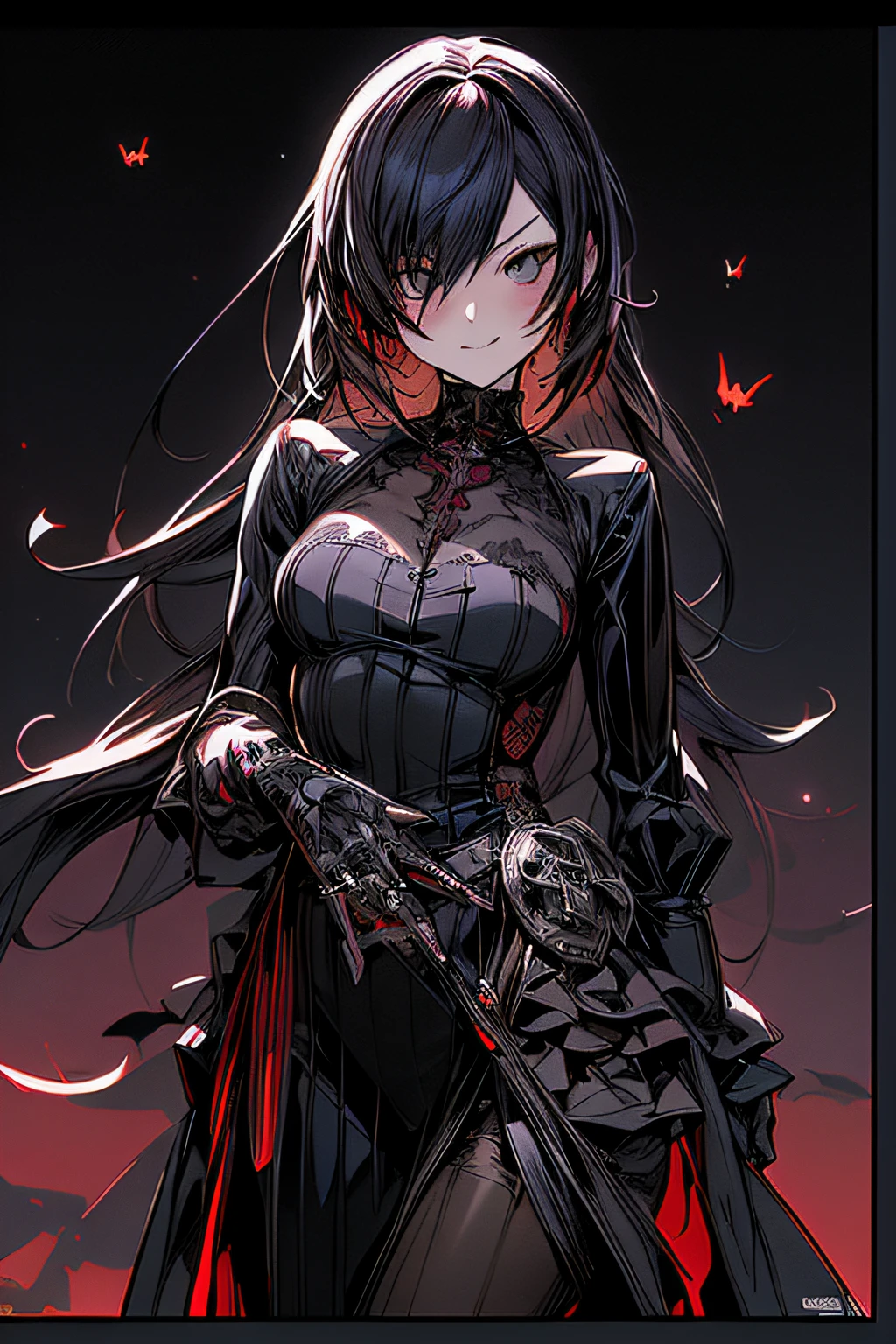 (comic book style),(linear art_Anime),(masutepiece, Best Quality, ),(Laura Bad Picture:1.2),(Lora Add Details:1.2),Highly detailed flat color:0.8, 8K,1 girl in,Gothic punk、Demon's Castle Background