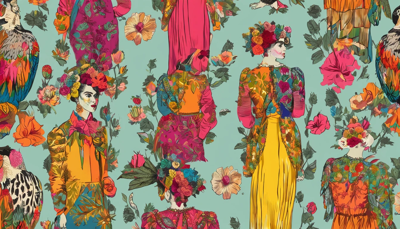 frida kahlo,  flores, detalhes perfeitos, roupa colorida, perfil