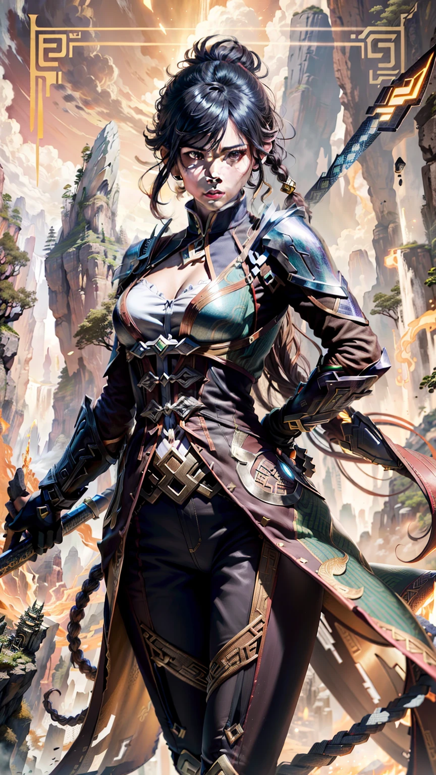 Asgard,femina version Zhongli ((Zhongli Feminino))veneno, Senhora Cavaleiro,Anatomia correta,epic fantasy digital art,tmasterpiece,8k,high-definition resolution,desenho detalhado,Qulidade Superior,, Epic composition,