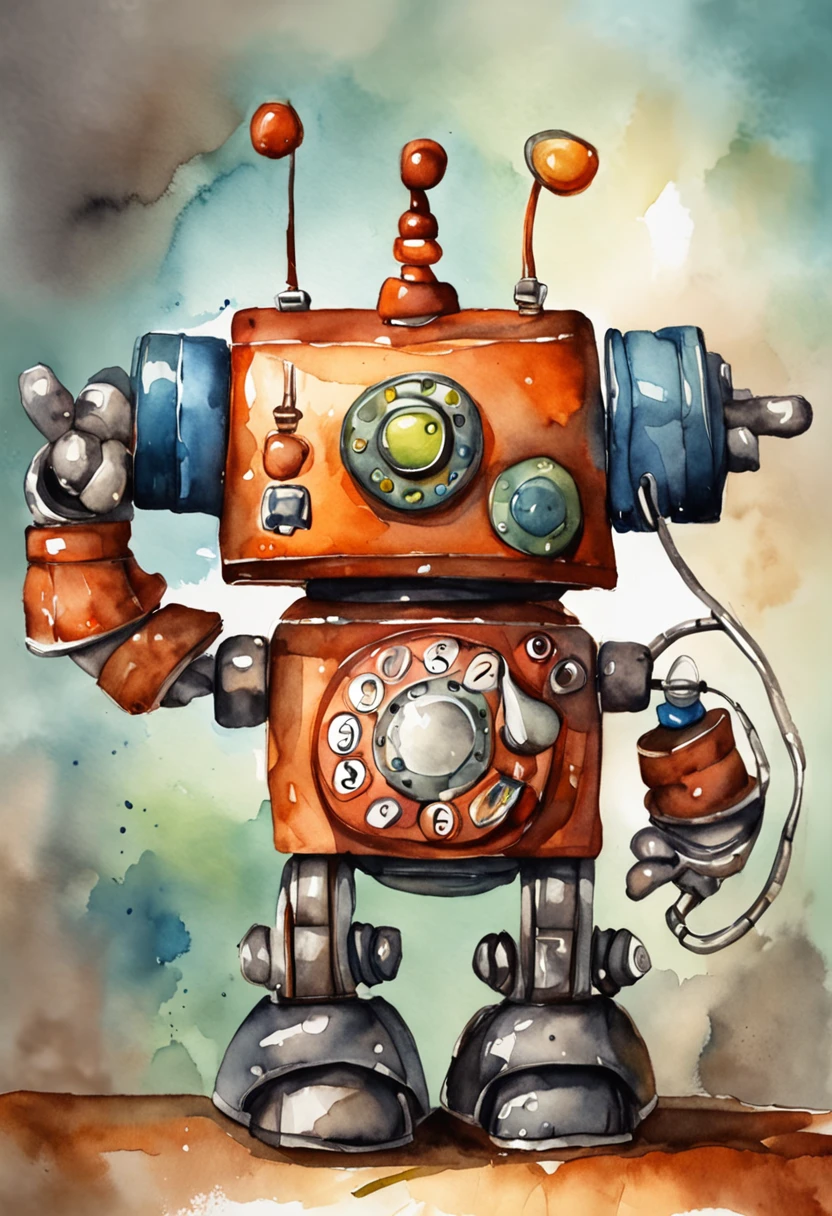 robo atendendo telefone, atendente, majo, moderno, fofinho, kids, bonito, enjoyable